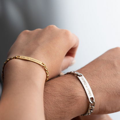 🌹 Ensemble de bracelets gravés - avec boîte de roses éternelles