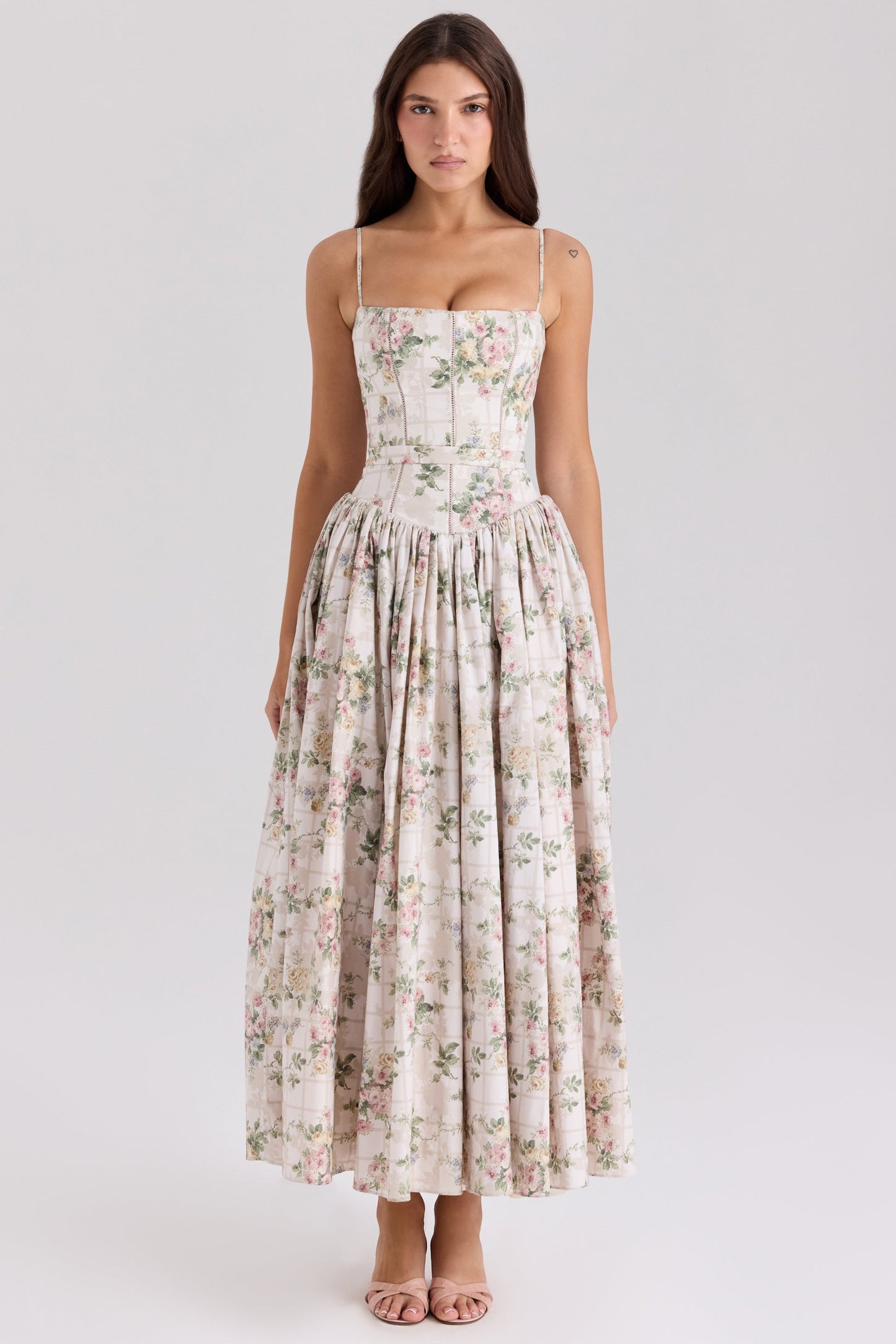 Cream Floral Dress Mulovy