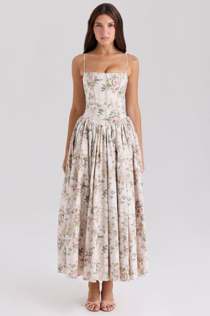 Cream Floral Dress Mulovy