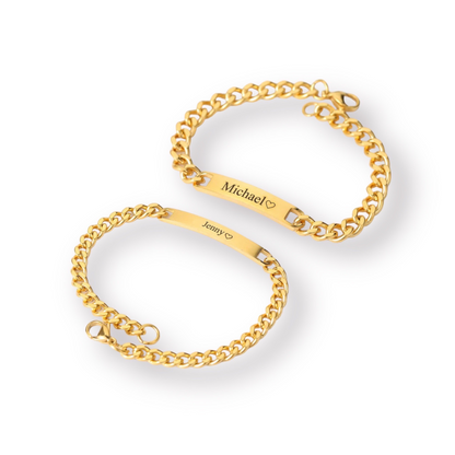 🌹 Ensemble de bracelets gravés - avec boîte de roses éternelles