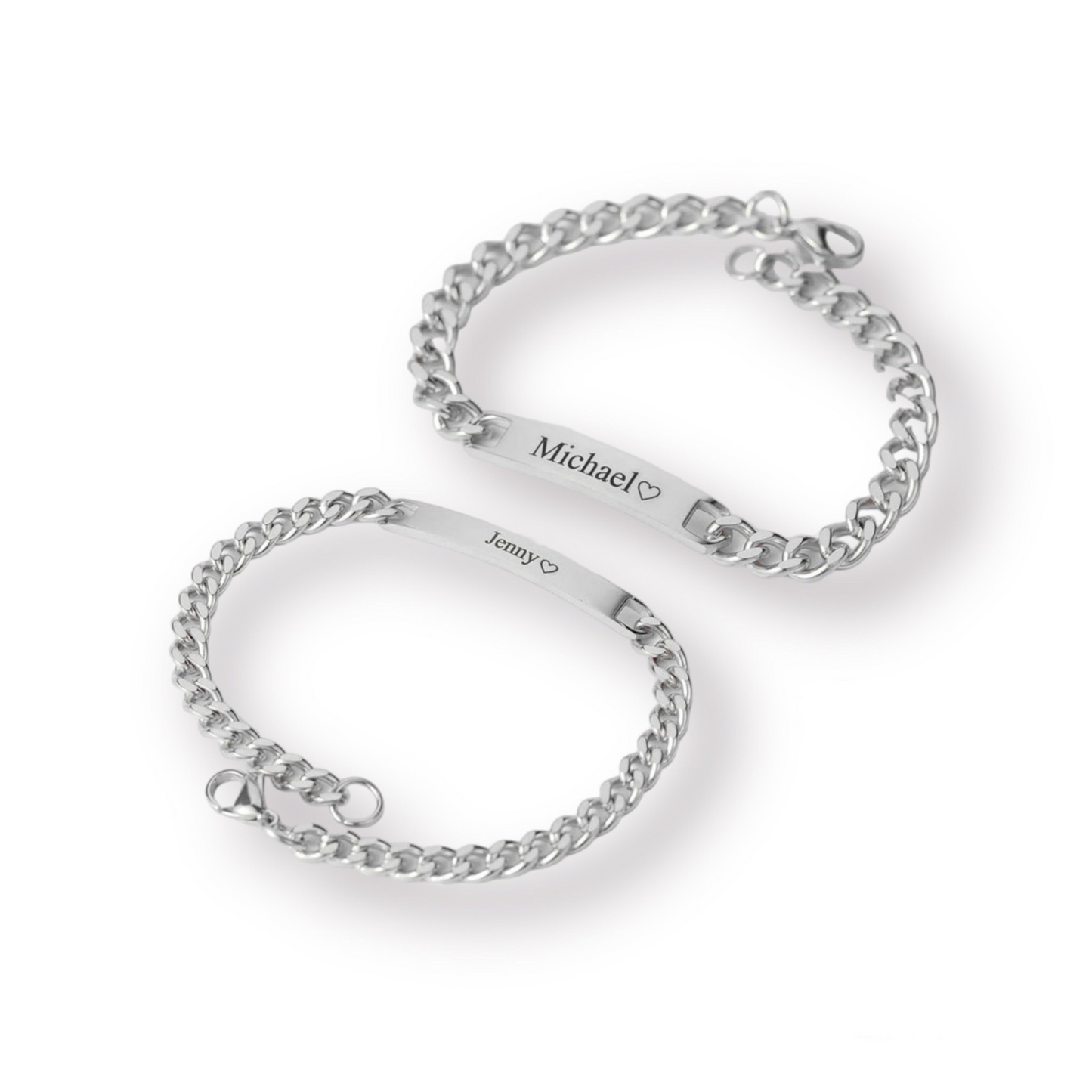 🌹 Ensemble de bracelets gravés - avec boîte de roses éternelles