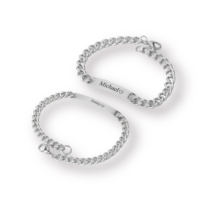 🌹 Ensemble de bracelets gravés - avec boîte de roses éternelles
